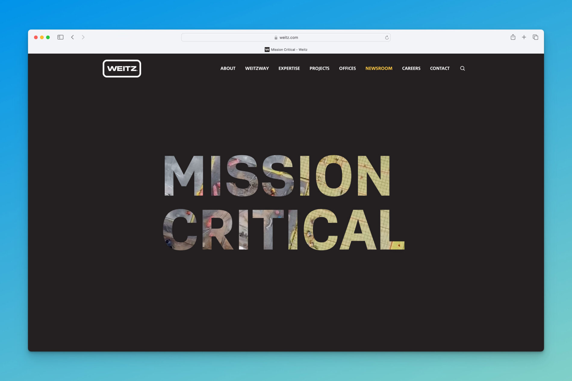 Mission Critical landing page screen shot