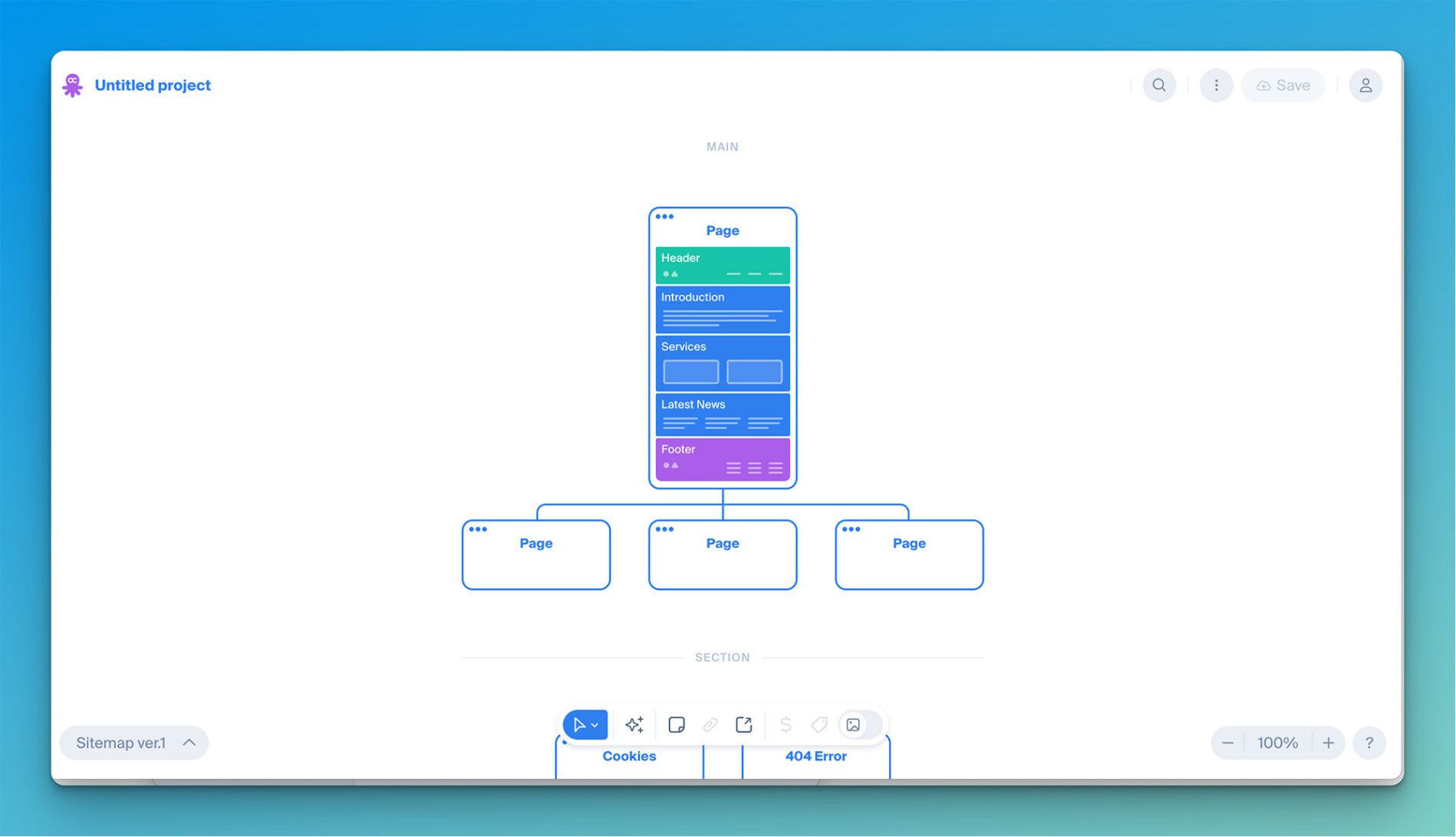 Screenshot of Octopus AI Site Map Builder